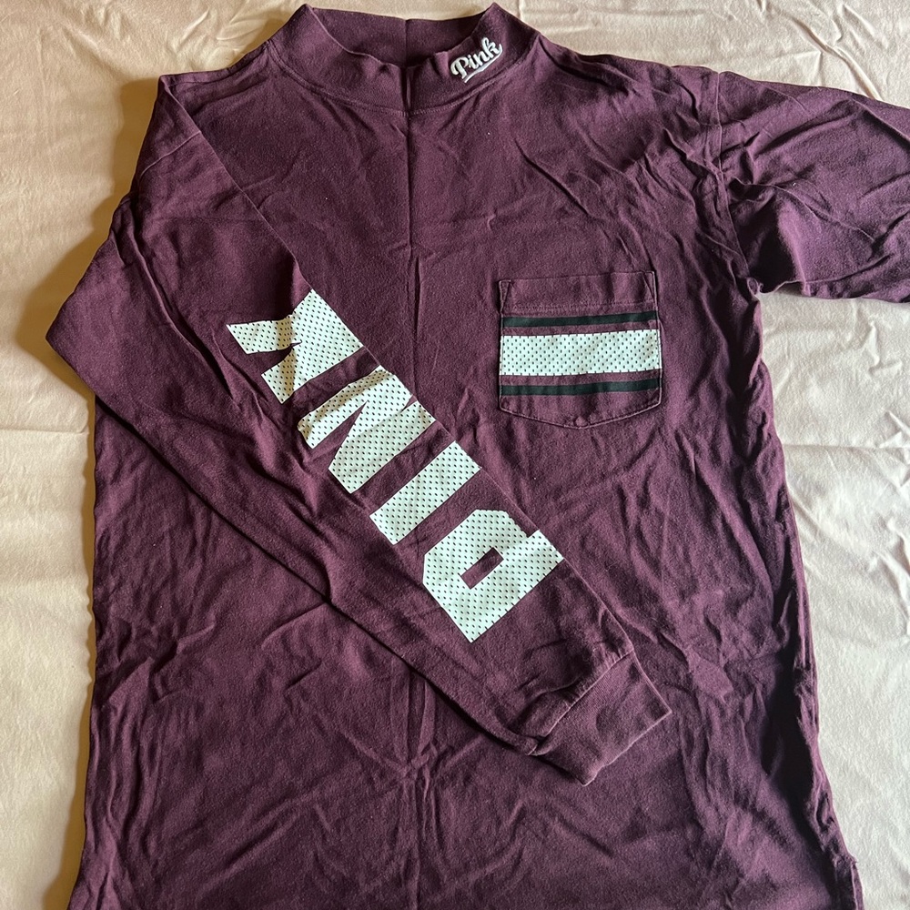 PINK Victoria's Secret Maroon Long Sleeve Tee